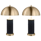 Orleans Furniture - Coaster - Ferris 23-inch Dome Quilted Table Lamp Black (Set of 2) - 920228